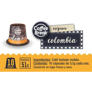 Capsulas Coffee Break Comp Nespresso Orígenes Colombia x 10u